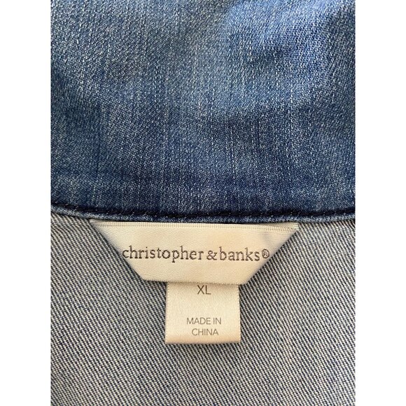 Christopher & Banks Womens Denim Jacket XL Blue Zip Front - Picture 3 of 11